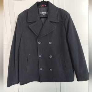 Kenneth Cole Reaction Men's Dark Gray Double Breast Wool Blend Coat NWOT Sz XLg